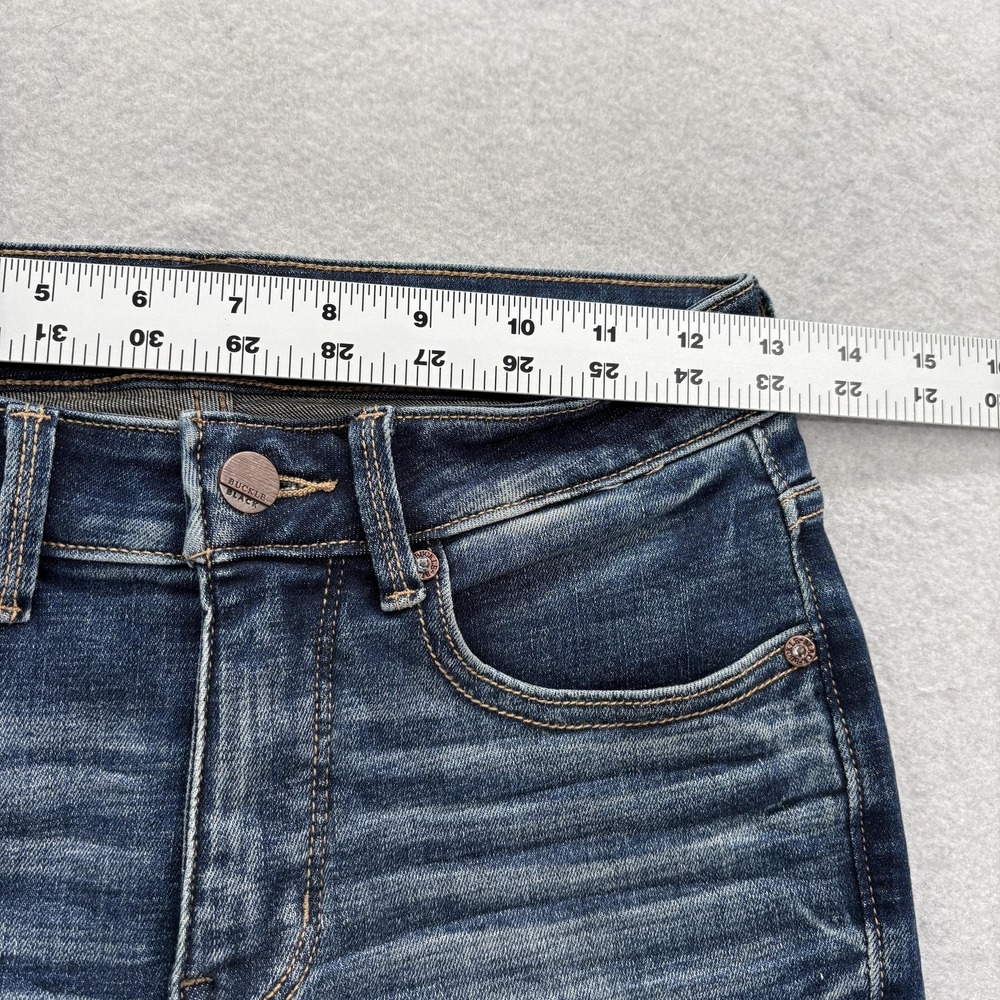 Buckle Black Ankle Skinny Jeans Womens 25x27 Blue Distressed Stretch Denim Y2K - Picture 7 of 13